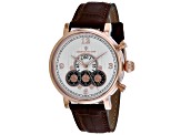 Christian Van Sant Men's Dominion White Dial, Brown Leather Strap Watch