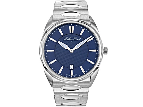 Mathey Tissot Men's Classic Blue Dial Stainless Steel Watch
