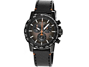 Tissot Men's Supersport Black Dial, Black Leather Strap Watch