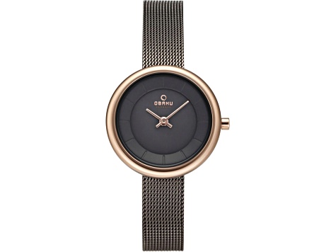 Obaku Women's Classic Black Dial Gunmetal Stainless Steel Mesh Band Watch