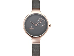 Obaku Women's Vand Gray Leather Strap Watch
