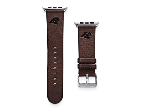 Gametime Carolina Panthers Leather Band fits Apple Watch (42/44mm S/M Brown). Watch not included.