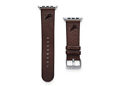 Gametime Detroit Lions Leather Band fits Apple Watch (42/44mm S/M Brown). Watch not included.