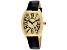 Christian Van Sant Women's Elegant Yellow Dial, Black Leather Strap Watch