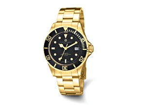 Ladies Charles Hubert Ladies Gold-plated Stainless Steel Black Dial Watch