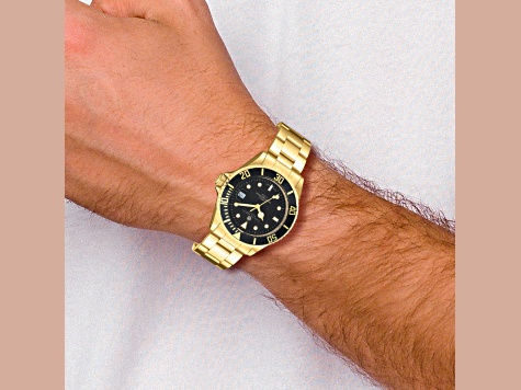 Charles Hubert Ladies Gold Plated Stainless Steel Black Dial Watch Mens Charles Hubert IP-plated Black Dial Watch by Charles  main image 4