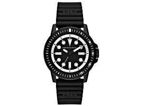 Armani Exchange Men's Classic Black Dial, Black Rubber Strap Watch