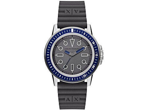 Armani Exchange Men's Classic Gray Dial, Grey Rubber Strap Watch