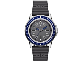 Armani Exchange Men's Classic Gray Dial, Grey Rubber Strap Watch