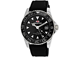 Seapro Men's Agent GMT Black Dial and Bezel, Black Rubber Strap Watch