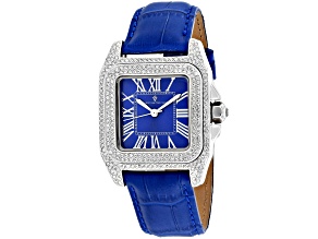 Christian Van Sant Women's Radieuse Blue Dial, White Bezel, Blue Leather Strap Watch