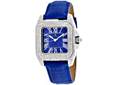 Christian Van Sant Women's Radieuse Blue Dial, White Bezel, Blue Leather Strap Watch