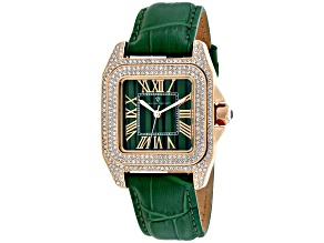 Christian Van Sant Women's Radieuse Green Dial, White Bezel, Green Leather Strap Watch