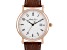 Mathey Tissot Men's City White Dial, Rose Bezel, Brown Leather Strap Watch