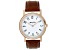 Mathey Tissot Men's City White Dial, Rose Bezel, Brown Leather Strap Watch