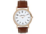 Mathey Tissot Men's City White Dial, Rose Bezel, Brown Leather Strap Watch