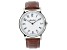 Mathey Tissot Men's City White Dial and Bezel, Brown Leather Strap Watch