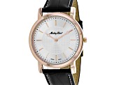 Mathey Tissot Men's City White Dial, Rose Bezel, Black Leather Strap Watch