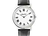 Mathey Tissot Men's City White Dial and Bezel, Black Leather Strap Watch