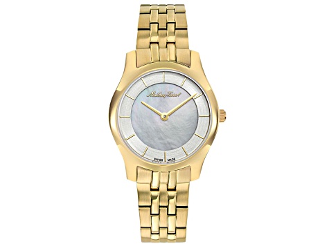 Mathey Tissot Women's Tacy White Dial, Yellow Stainless Steel Watch