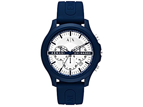 Armani Exchange Men's Classic Blue Rubber Strap Watch