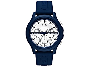 Armani Exchange Men's Classic Blue Rubber Strap Watch