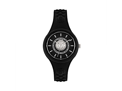 Versus Versace Fire Island Watch 39mm Black with Stainless Steel details Enamel Dial Silicone Strap
