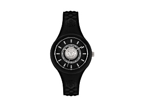 Versus Versace Fire Island Watch 39mm Black with Stainless Steel details Enamel Dial Silicone Strap
