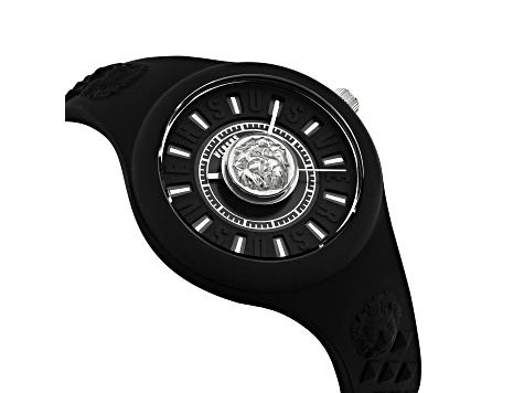 Versus Versace Fire Island Watch 39mm Black with Stainless Steel details Enamel Dial Silicone Strap