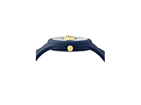 Versus Versace Fire Island Watch 39mm Blue with Gold Tone details Enamel Dial Silicone Strap