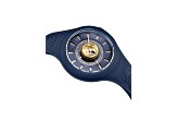 Versus Versace Fire Island Watch 39mm Blue with Gold Tone details Enamel Dial Silicone Strap