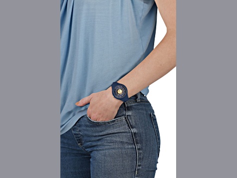 Versus Versace Fire Island Watch 39mm Blue with Gold Tone details Enamel Dial Silicone Strap