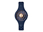 Versus Versace Fire Island Watch 39mm Blue with Rose details Enamel Dial Silicone Strap