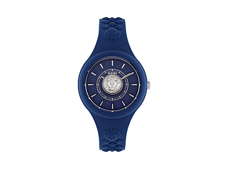 Versus Versace Fire Island Watch 39mm Blue with Stainless Steel details Enamel Dial Silicone Strap