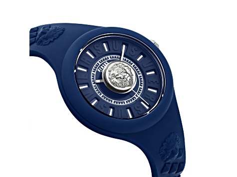 Versus Versace Fire Island Watch 39mm Blue with Stainless Steel details Enamel Dial Silicone Strap