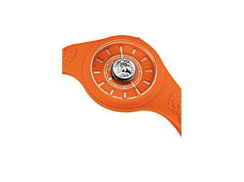 Versus Versace Fire Island Watch 39mm Orange with Stainless Steel details Enamel Dial Silicone Strap