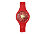 Versus Versace Fire Island Watch 39mm Red with Gold Tone details Enamel Dial Silicone Strap
