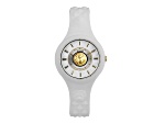Versus Versace Fire Island Watch 39mm White with Gold Tone details Enamel Dial Silicone Strap