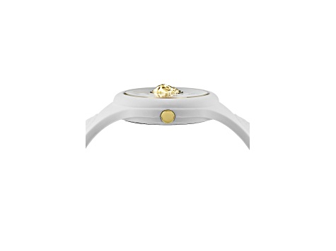 Versus Versace Fire Island Watch 39mm White with Gold Tone details Enamel Dial Silicone Strap