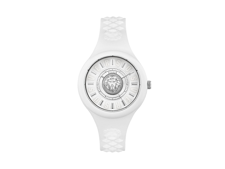 Versus Versace Fire Island Watch 39mm White with Stainless Steel details Enamel Dial Silicone Strap