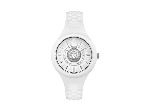 Versus Versace Fire Island Watch 39mm White with Stainless Steel details Enamel Dial Silicone Strap