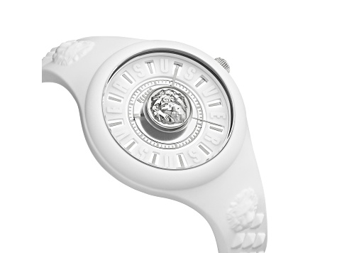 Versus Versace Fire Island Watch 39mm White with Stainless Steel details Enamel Dial Silicone Strap