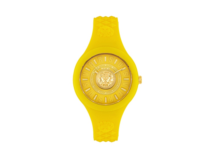 Versus Versace Fire Island Watch 39mm Yellow with Gold Tone details Enamel Dial Silicone Strap
