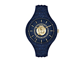Versus Versace Fire Island Watch 39mm Blue with Gold Tone details Enamel Dial Silicone Strap