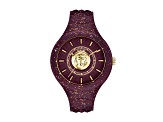 Versus Versace Fire Island 39MM Burgundy Case W/ IP Yellow Gold details Enamel Dial Silicone Strap
