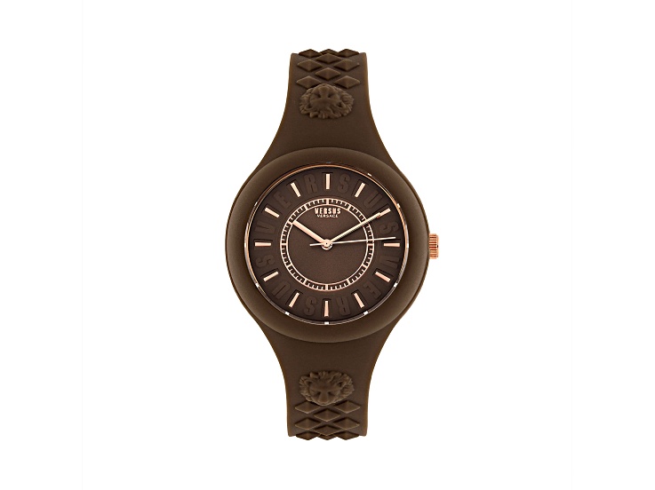 Versus Versace Fire Island Watch 39mm Brown with Rose details Enamel Dial Silicone Strap