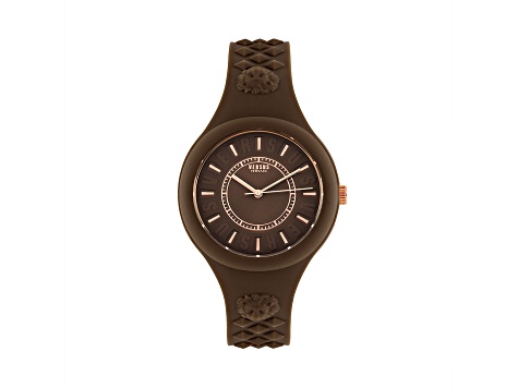 Versus Versace Fire Island Watch 39mm Brown with Rose details Enamel Dial Silicone Strap