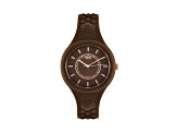Versus Versace Fire Island Watch 39mm Brown with Rose details Enamel Dial Silicone Strap