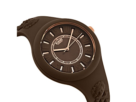 Versus Versace Fire Island Watch 39mm Brown with Rose details Enamel Dial Silicone Strap