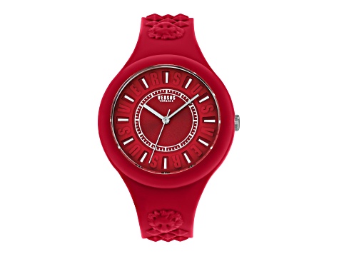 Versus Versace Fire Island Watch 39mm Red with Stainless Steel details Enamel Dial Silicone Strap